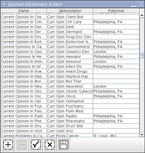 Journal dictionary editor